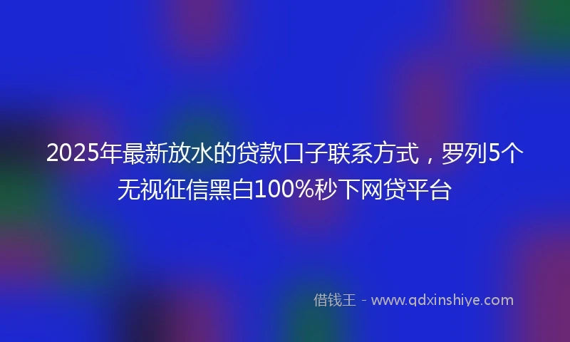 2025年最新放水的贷款口子联系方式，罗列5个无视征信黑白100%秒下网贷平台