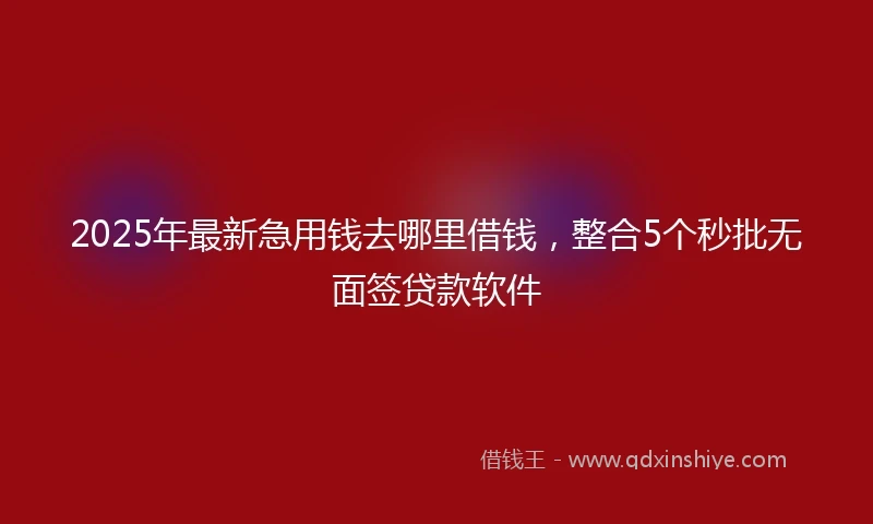 2025年最新急用钱去哪里借钱，整合5个秒批无面签贷款软件