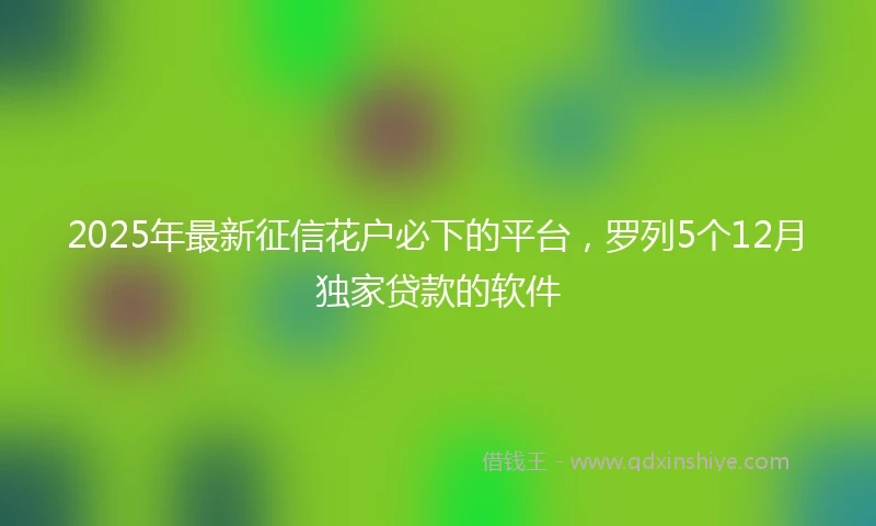 2025年最新征信花户必下的平台，罗列5个12月独家贷款的软件