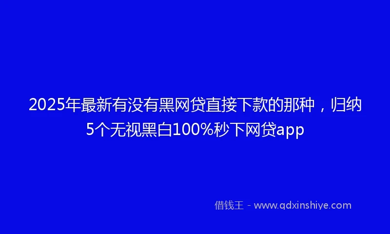 2025年最新有没有黑网贷直接下款的那种，归纳5个无视黑白100%秒下网贷app