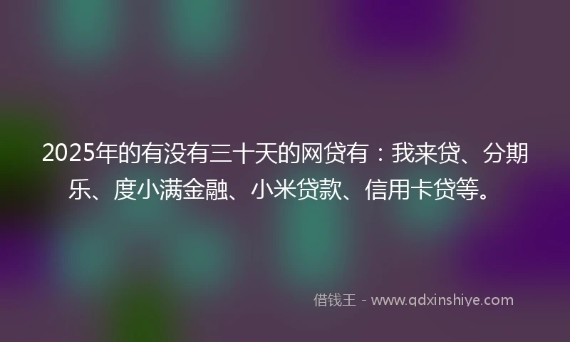 2025年的有没有三十天的网贷有：我来贷、分期乐、度小满金融、小米贷款、信用卡贷等。
