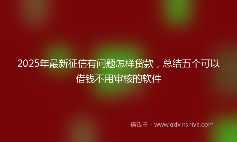 2025年最新征信有问题怎样贷款，总结五个可以借钱不用审核的软件