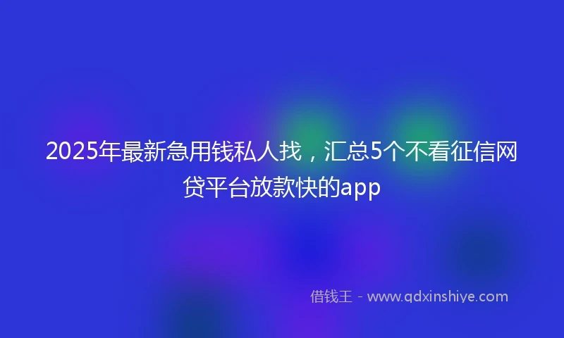 2025年最新急用钱私人找，汇总5个不看征信网贷平台放款快的app