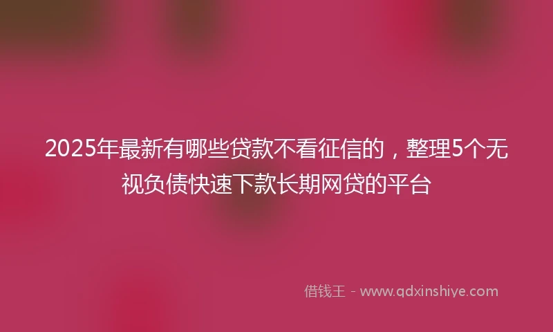 2025年最新有哪些贷款不看征信的，整理5个无视负债快速下款长期网贷的平台