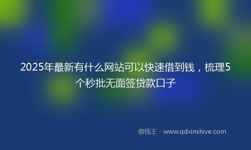 2025年最新有什么网站可以快速借到钱，梳理5个秒批无面签贷款口子