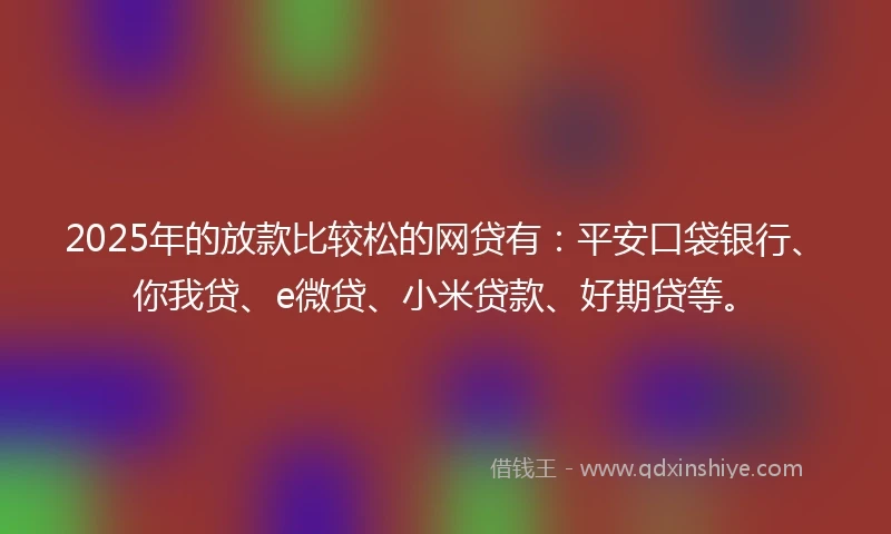 2025年的放款比较松的网贷有：平安口袋银行、你我贷、e微贷、小米贷款、好期贷等。