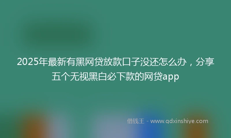 2025年最新有黑网贷放款口子没还怎么办，分享五个无视黑白必下款的网贷app