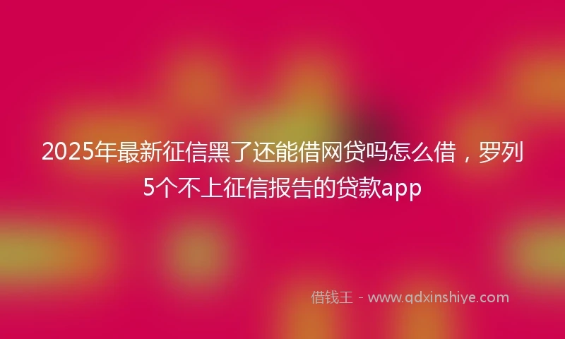 2025年最新征信黑了还能借网贷吗怎么借，罗列5个不上征信报告的贷款app