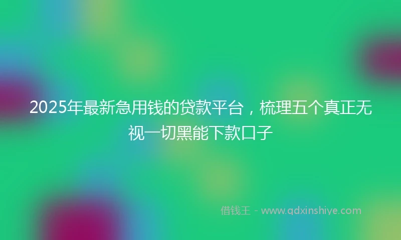 2025年最新急用钱的贷款平台，梳理五个真正无视一切黑能下款口子
