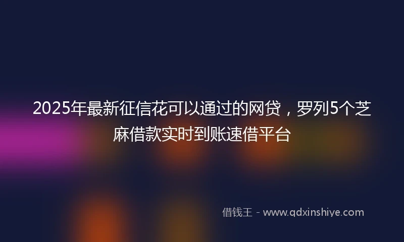 2025年最新征信花可以通过的网贷，罗列5个芝麻借款实时到账速借平台