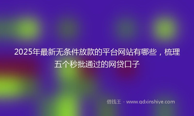 2025年最新无条件放款的平台网站有哪些，梳理五个秒批通过的网贷口子