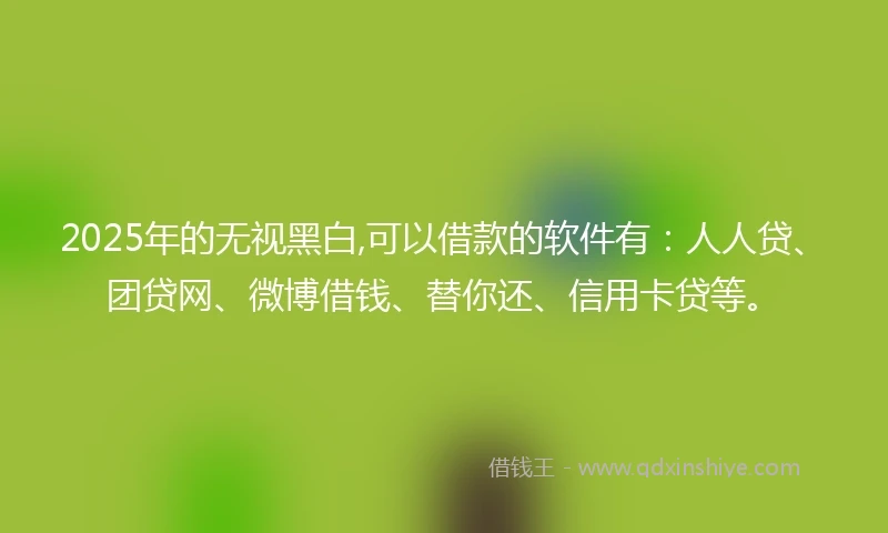 2025年的无视黑白,可以借款的软件有：人人贷、团贷网、微博借钱、替你还、信用卡贷等。
