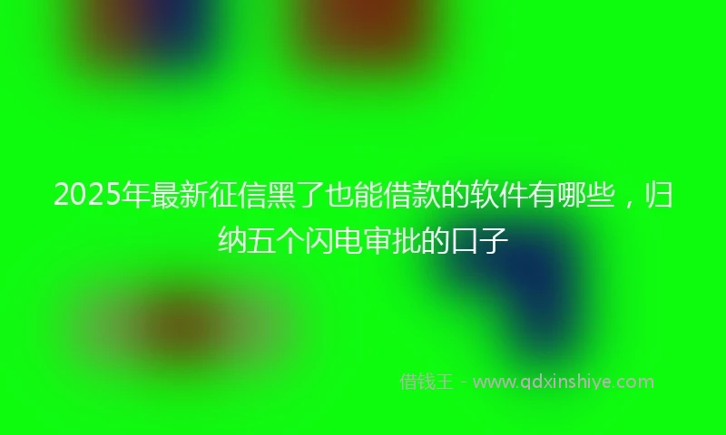 2025年最新征信黑了也能借款的软件有哪些，归纳五个闪电审批的口子