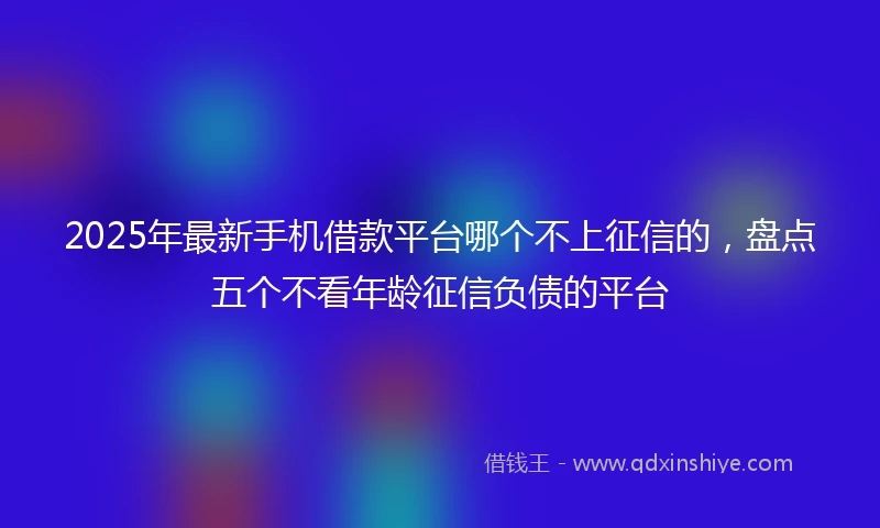 2025年最新手机借款平台哪个不上征信的，盘点五个不看年龄征信负债的平台