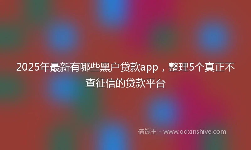 2025年最新有哪些黑户贷款app，整理5个真正不查征信的贷款平台