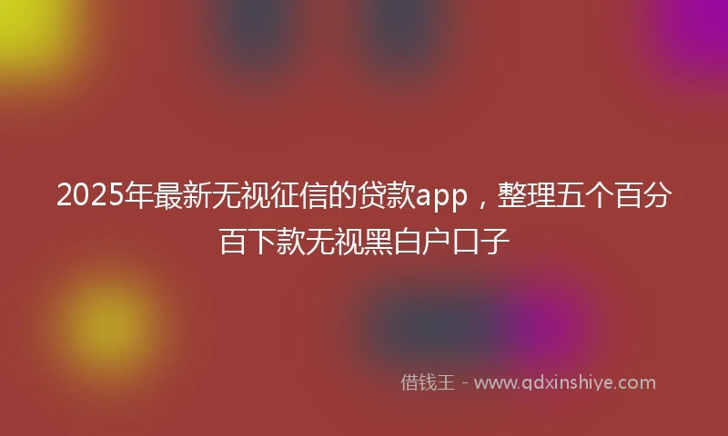 2025年最新无视征信的贷款app，整理五个百分百下款无视黑白户口子