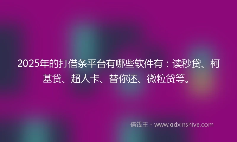 2025年的打借条平台有哪些软件有：读秒贷、柯基贷、超人卡、替你还、微粒贷等。