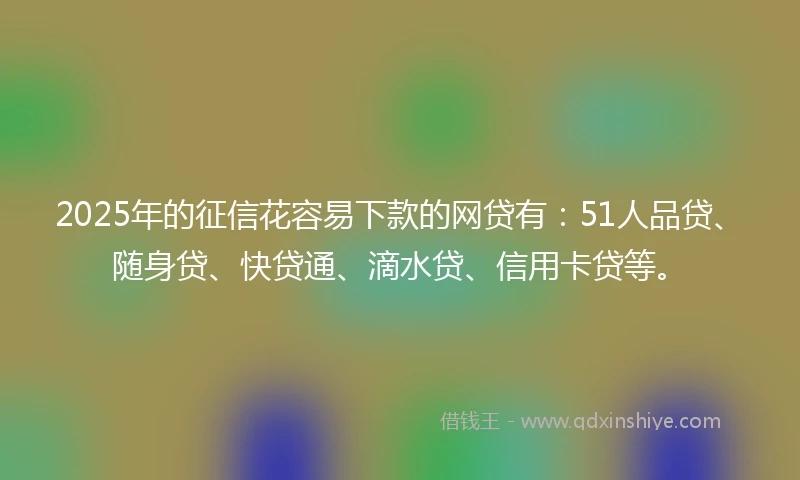 2025年的征信花容易下款的网贷有：51人品贷、随身贷、快贷通、滴水贷、信用卡贷等。