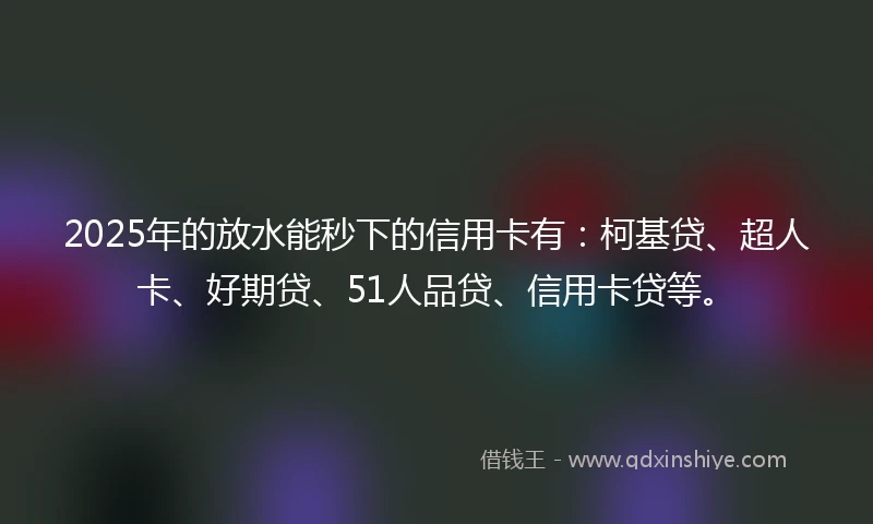 2025年的放水能秒下的信用卡有：柯基贷、超人卡、好期贷、51人品贷、信用卡贷等。