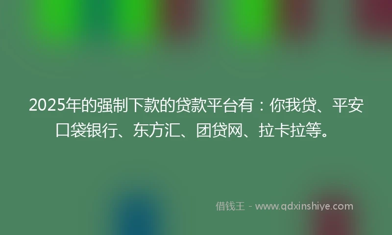 2025年的强制下款的贷款平台有：你我贷、平安口袋银行、东方汇、团贷网、拉卡拉等。