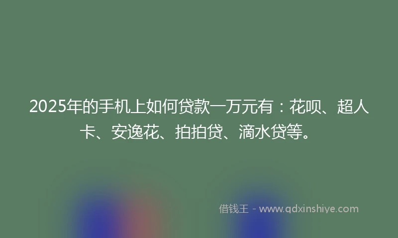 2025年的手机上如何贷款一万元有：花呗、超人卡、安逸花、拍拍贷、滴水贷等。