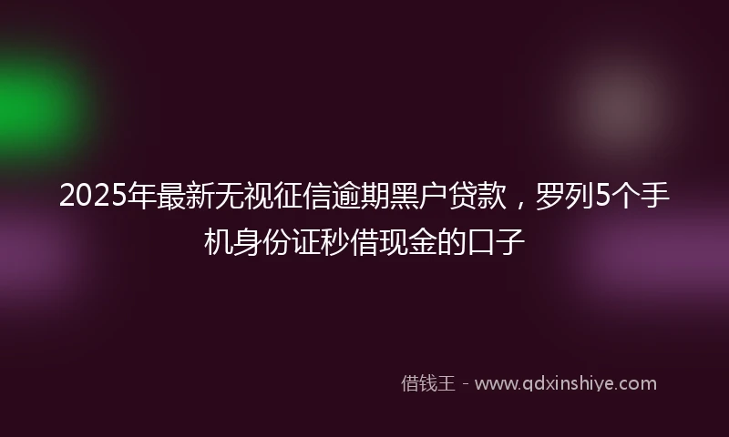 2025年最新无视征信逾期黑户贷款，罗列5个手机身份证秒借现金的口子