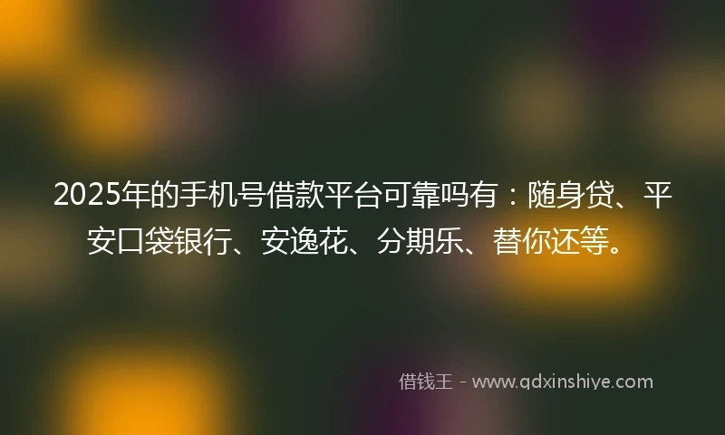 2025年的手机号借款平台可靠吗有：随身贷、平安口袋银行、安逸花、分期乐、替你还等。