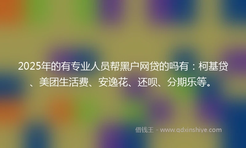 2025年的有专业人员帮黑户网贷的吗有：柯基贷、美团生活费、安逸花、还呗、分期乐等。