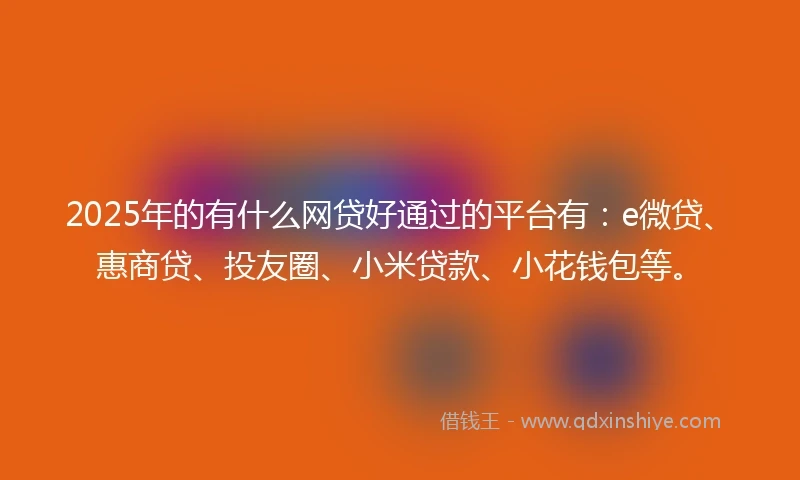 2025年的有什么网贷好通过的平台有：e微贷、惠商贷、投友圈、小米贷款、小花钱包等。