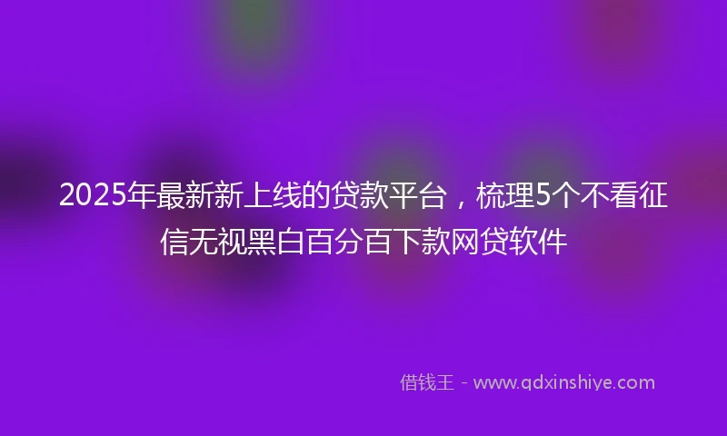 2025年最新新上线的贷款平台，梳理5个不看征信无视黑白百分百下款网贷软件