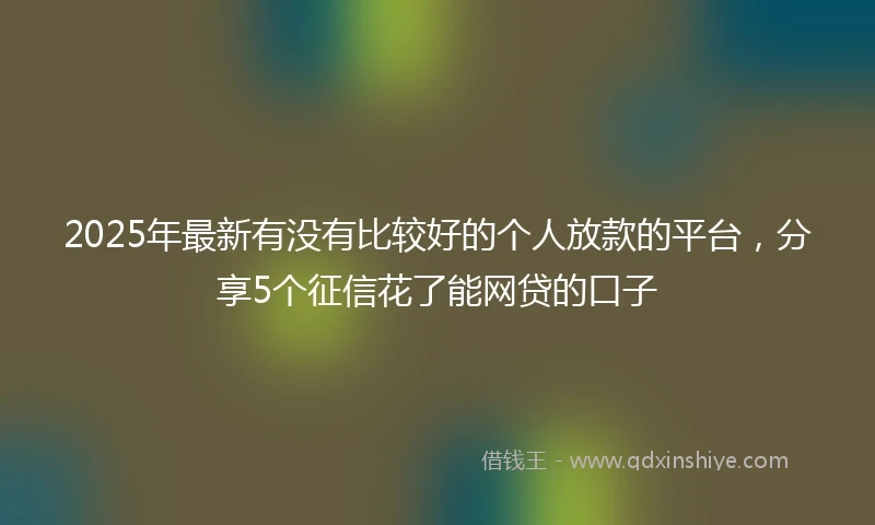 2025年最新有没有比较好的个人放款的平台，分享5个征信花了能网贷的口子