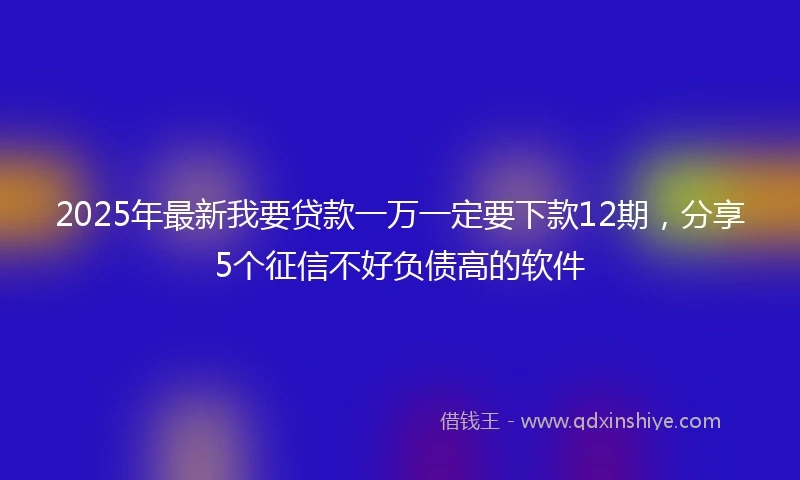 2025年最新我要贷款一万一定要下款12期，分享5个征信不好负债高的软件