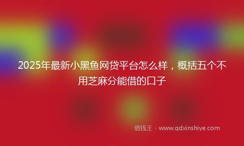 2025年最新小黑鱼网贷平台怎么样，概括五个不用芝麻分能借的口子