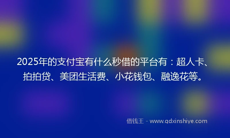 2025年的支付宝有什么秒借的平台有：超人卡、拍拍贷、美团生活费、小花钱包、融逸花等。