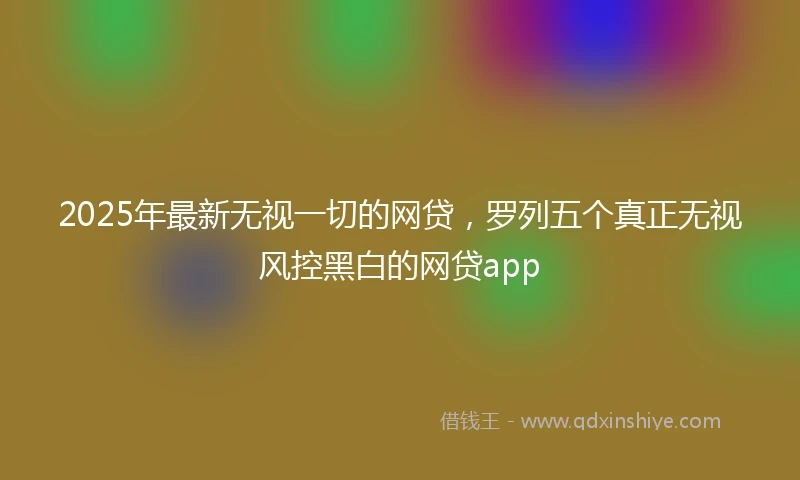 2025年最新无视一切的网贷，罗列五个真正无视风控黑白的网贷app