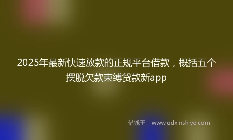 2025年最新快速放款的正规平台借款，概括五个摆脱欠款束缚贷款新app