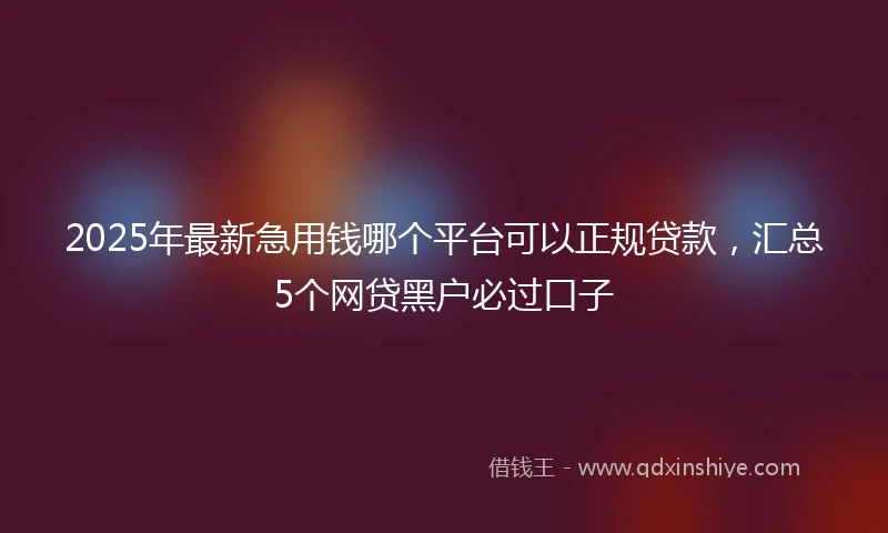 2025年最新急用钱哪个平台可以正规贷款，汇总5个网贷黑户必过口子