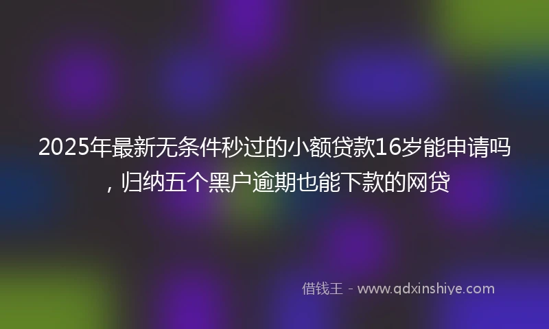 2025年最新无条件秒过的小额贷款16岁能申请吗，归纳五个黑户逾期也能下款的网贷