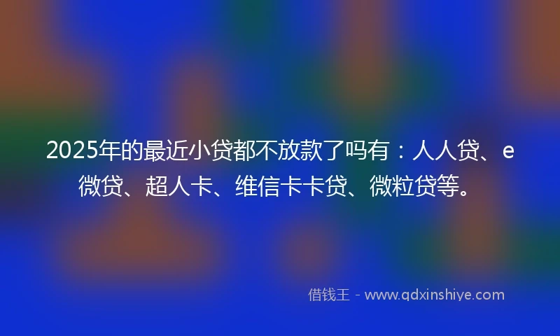 2025年的最近小贷都不放款了吗有：人人贷、e微贷、超人卡、维信卡卡贷、微粒贷等。