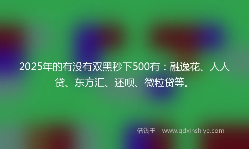 2025年的有没有双黑秒下500有:融逸花、人人贷、东方汇、还呗、微粒贷等。