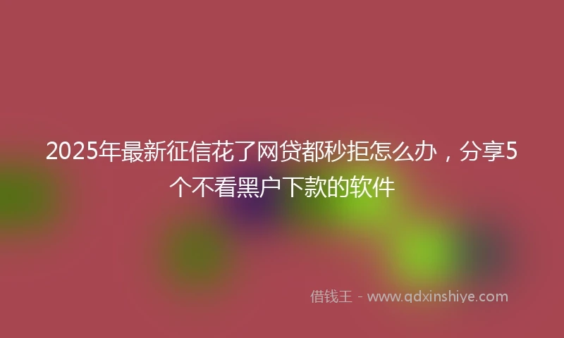 2025年最新征信花了网贷都秒拒怎么办，分享5个不看黑户下款的软件