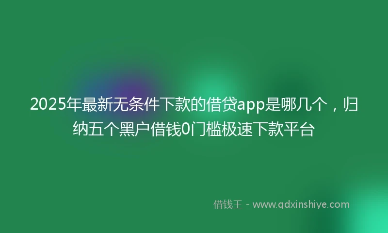 2025年最新无条件下款的借贷app是哪几个，归纳五个黑户借钱0门槛极速下款平台