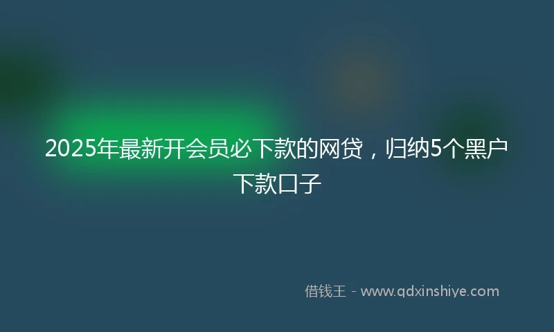 2025年最新开会员必下款的网贷，归纳5个黑户下款口子