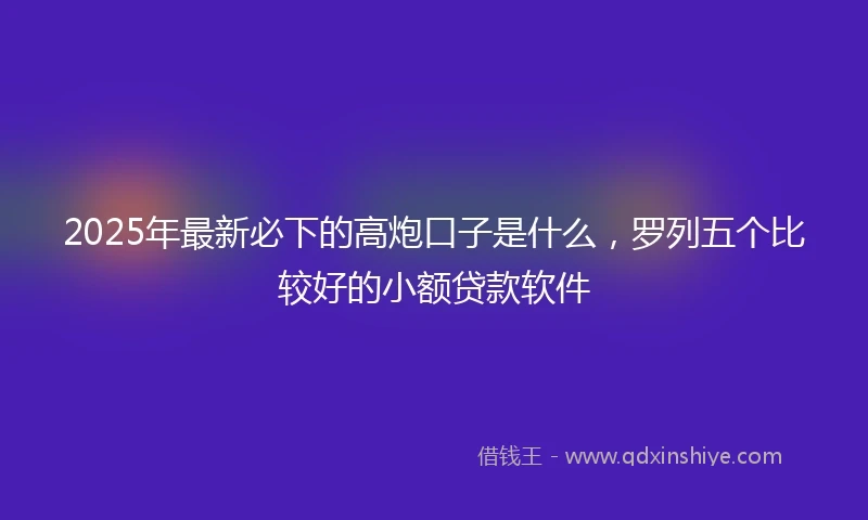 2025年最新必下的高炮口子是什么，罗列五个比较好的小额贷款软件