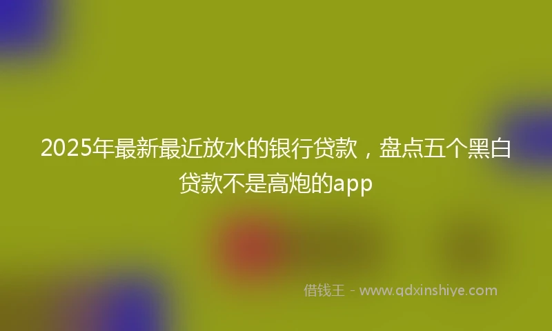2025年最新最近放水的银行贷款，盘点五个黑白贷款不是高炮的app