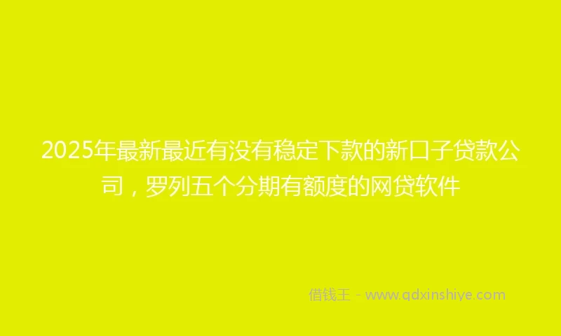2025年最新最近有没有稳定下款的新口子贷款公司，罗列五个分期有额度的网贷软件