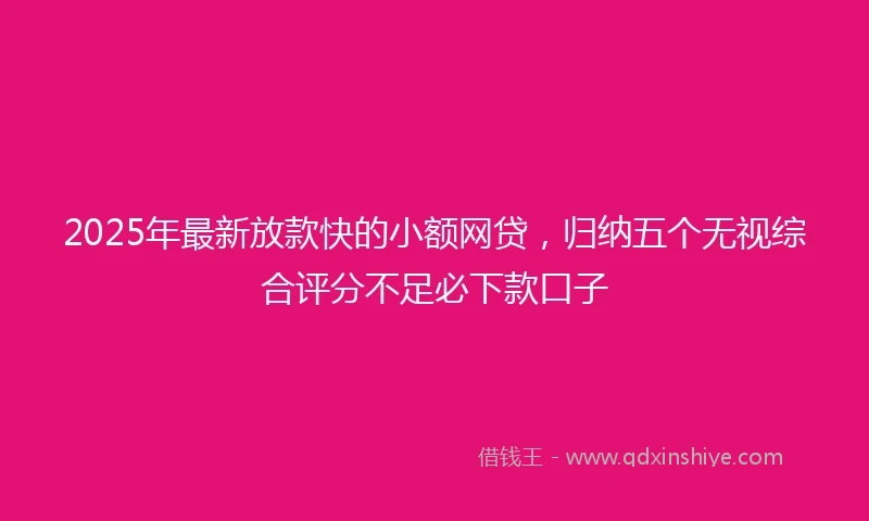 2025年最新放款快的小额网贷，归纳五个无视综合评分不足必下款口子