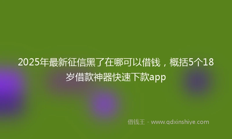 2025年最新征信黑了在哪可以借钱，概括5个18岁借款神器快速下款app