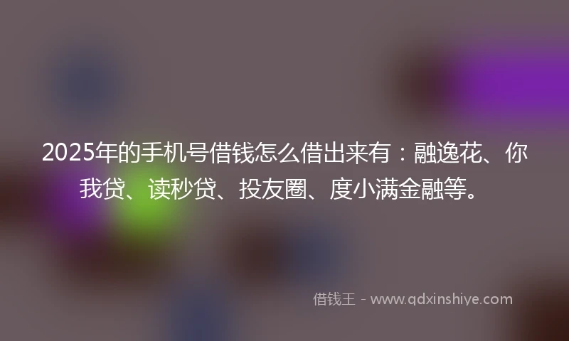 2025年的手机号借钱怎么借出来有：融逸花、你我贷、读秒贷、投友圈、度小满金融等。