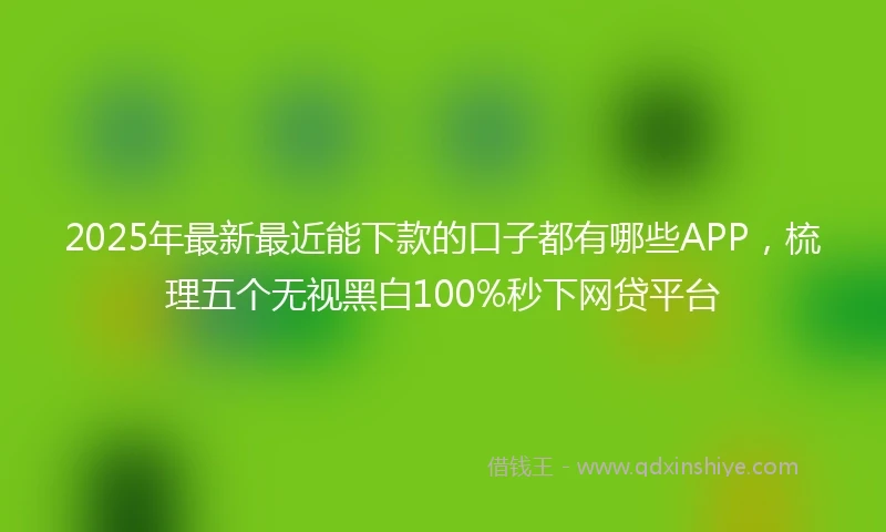 2025年最新最近能下款的口子都有哪些APP，梳理五个无视黑白100%秒下网贷平台